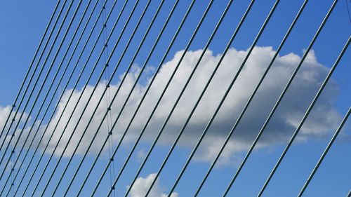 Low angle view of cable-stayed bridge against sky