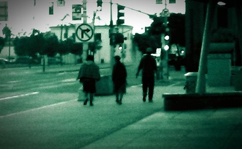 Woman walking in city