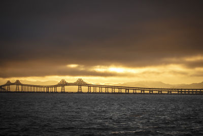 View of bridge over sea during sunset