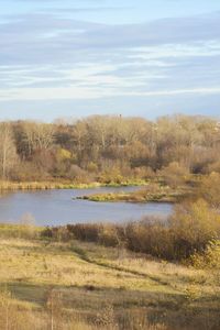 Scenic view of lake against sky