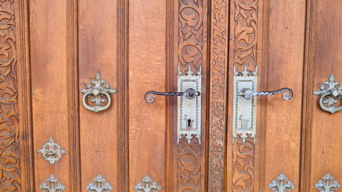 Full frame shot of closed wooden door