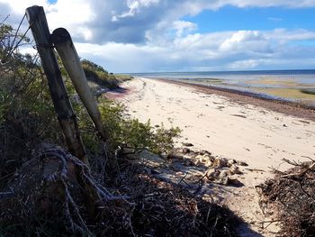 Scenic view of beach against sky
