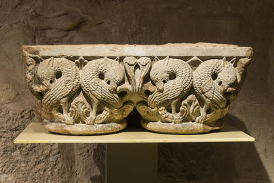 Close-up of lion statue