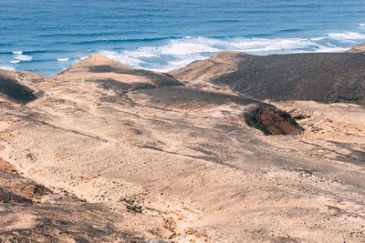 High angle view of land and sea