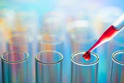 Close-up of test tubes at laboratory