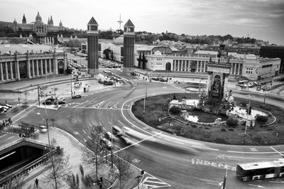 High angle view of city street