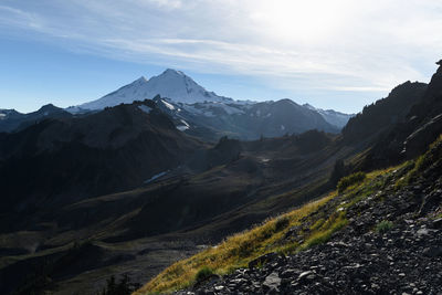 Scenic view of mountains against sky