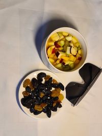 High angle view of breakfast on table