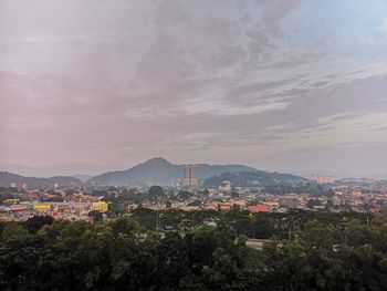 High angle view of townscape against sky