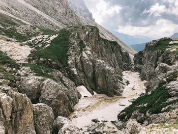 Scenic view of rocky mountains against sky