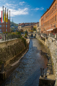 View of canal in city