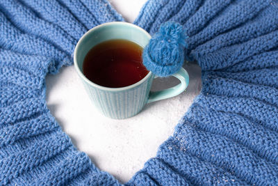 Close-up of coffee cup on table