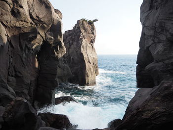 Scenic view of sea against clear sky