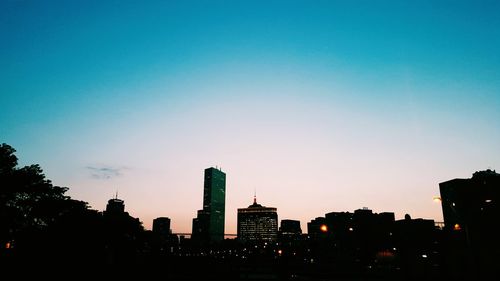 View of cityscape at sunset