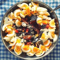 High angle view of food in bowl