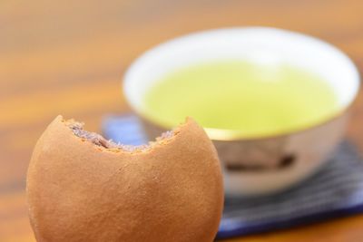 Close-up of eaten sweet bun