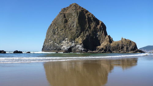 Scenic view of sea against clear sky