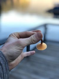 Close-up of hand holding ice cream