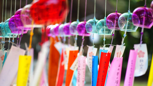 Close-up of multi colored candies for sale in store