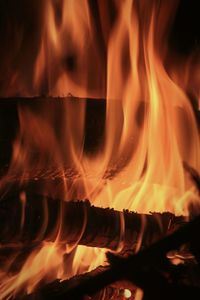 Close-up of illuminated fire at night