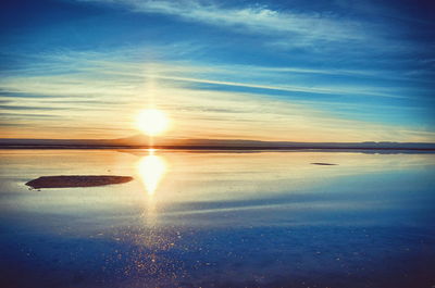 Scenic view of sea against sky at sunset