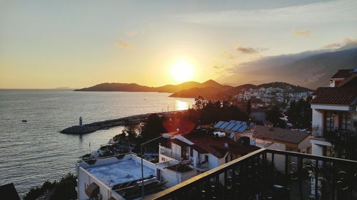 Panoramic view of sea against sky during sunset