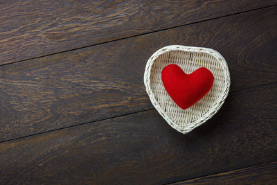 Close-up of heart shape on table