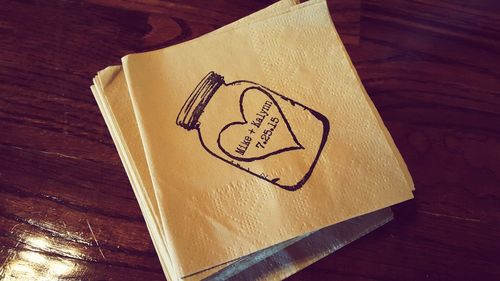 Close-up of heart shape on paper