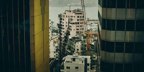 High angle view of buildings in city