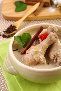 Close-up of meat in bowl