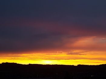 Silhouette of landscape against sky during sunset