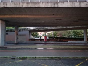 Empty road below bridge