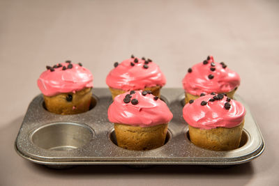 Close-up of cupcakes on table