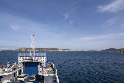 Scenic view of bay against sky