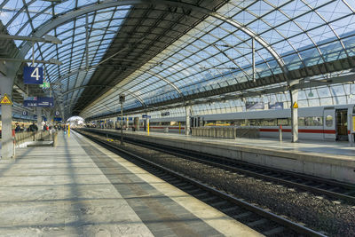 Railroad station platform against sky