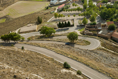 High angle view of street amidst buildings in city