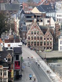 High angle view of buildings in city