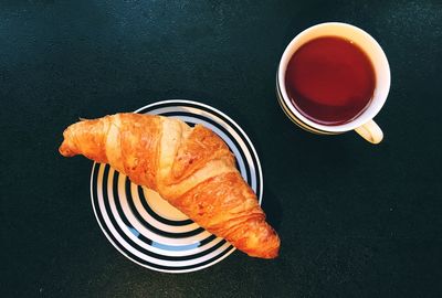 High angle view of breakfast on table