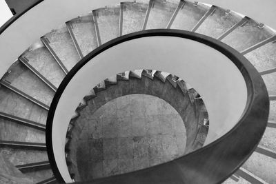 High angle view of spiral staircase