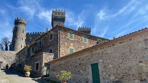 Low angle view of buildings against sky