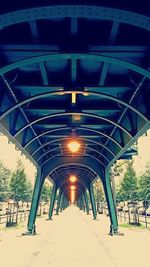 High angle view of illuminated bridge against sky