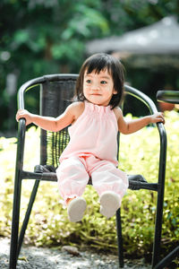 Portrait of smiling girl in playground