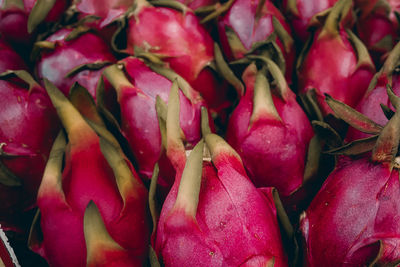 Full frame shot of red chili peppers for sale in market