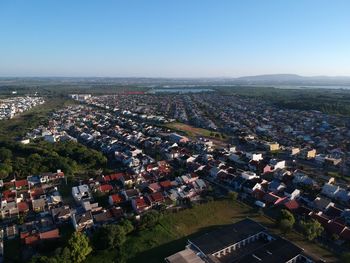 High angle view of townscape against sky