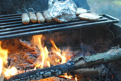 Bonfire on barbecue grill