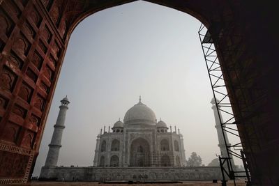 Low angle view of monument against clear sky