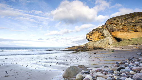 Scenic view of sea against cloudy sky