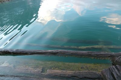 Close-up of reflection in lake