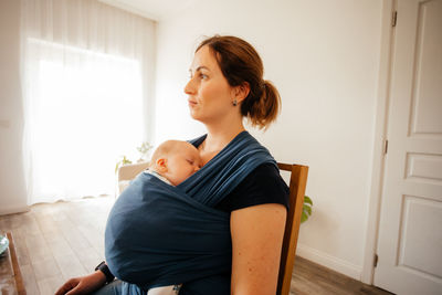 Mother and daughter at home