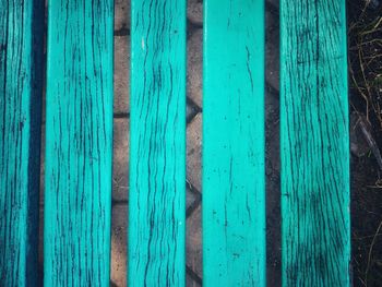 Full frame shot of blue wooden fence